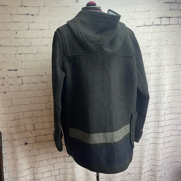 Gap size small dark gray wool blend hooded jacket duffle coat - Picture 3 of 8